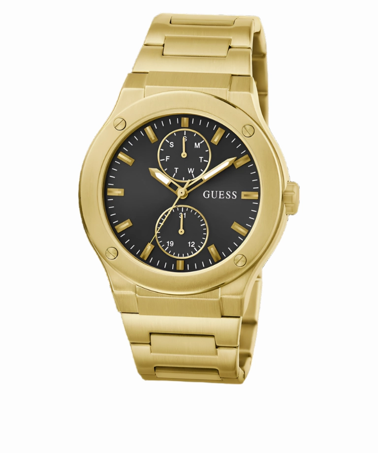 Guess Jet Black Dial Gold Bracelet Multi-function GW0795G4