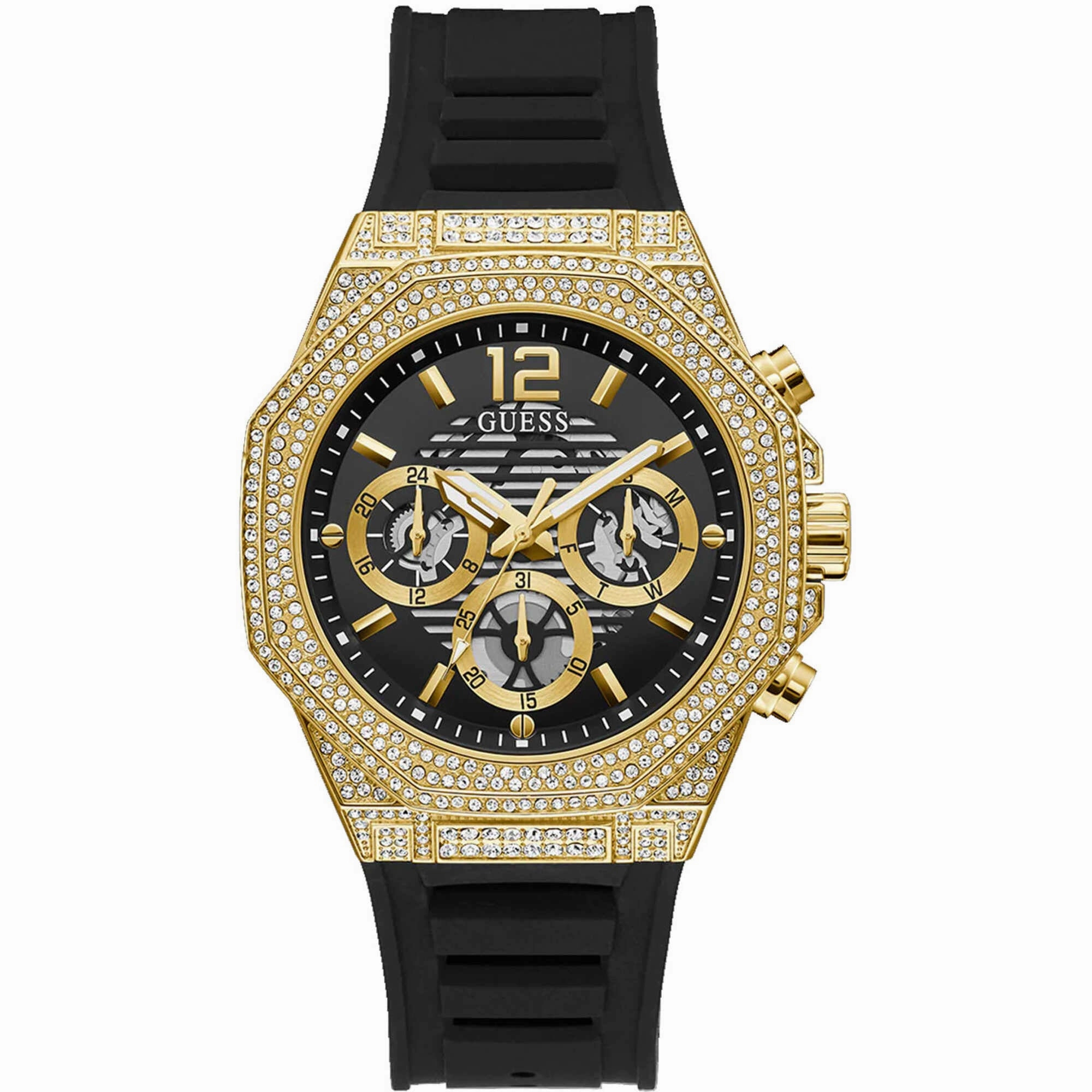 Guess Men's Watch - Momentum Quartz Black Dial Silicone Rubber Strap | GW0518G2 Luxury Quartz Watch Quartz Watch Sale