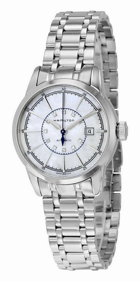 Hamilton American Classic Railroad Automatic Steel White Mother of Pearl Dial Women??s Watch H40405191 Women??s luxury watches Affordable women watches