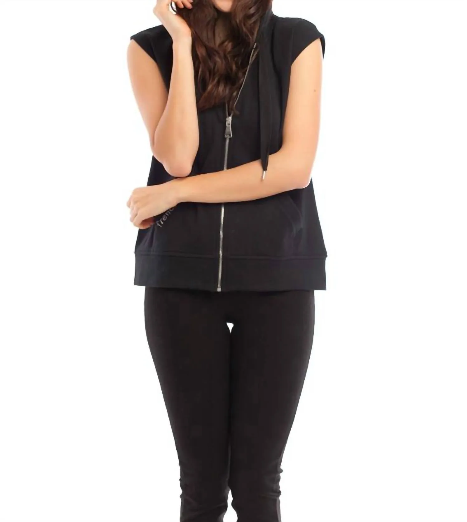 Hooded Vest In Black