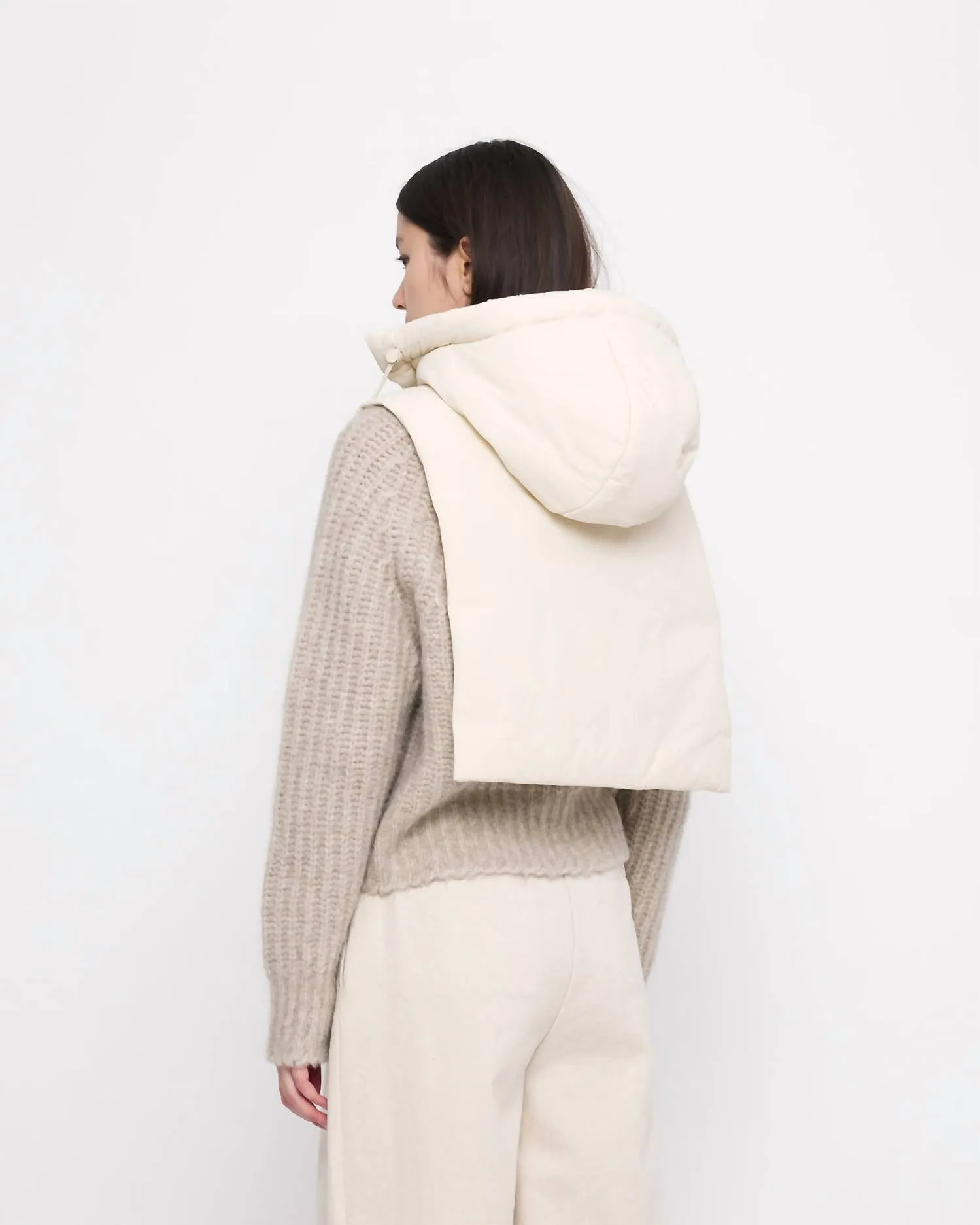 Hooded Vest In Off-White