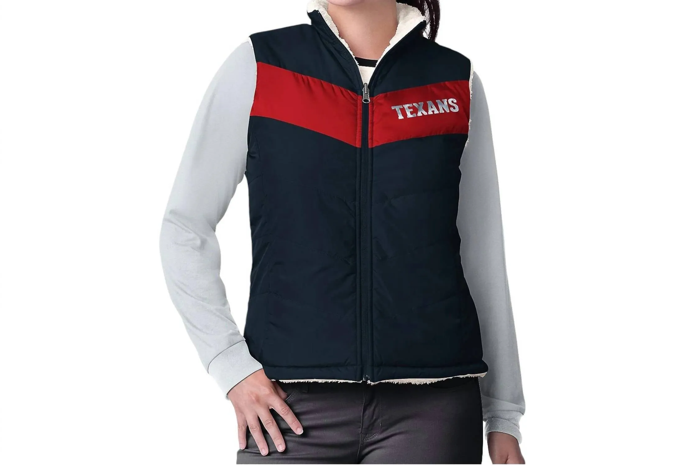 Houston Texans Women's Reversible Game Rule Vest In Navy