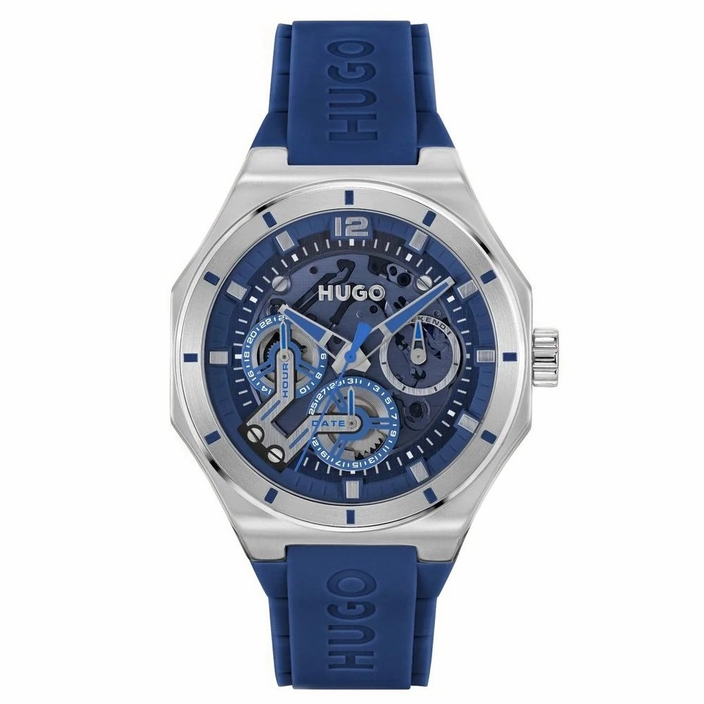 Hugo #Grail Skeleton Dial Mens Silicone Strap Watch 1530375 