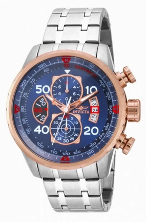 Invicta 17203 Men's Aviator Blue Dial Stainless Steel Bracelet Chronograph Watch Luxury Quartz Watch Quartz Watch Sale