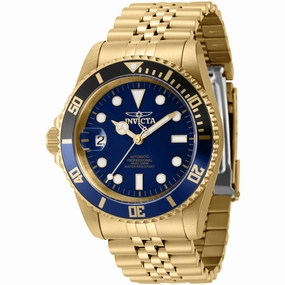 Invicta Men's Left Handed Watch - Pro Diver Blue, Black Bezel Yellow Gold Case | 43984,automatic watch,automatic watches for men,automatic watches for women,luxury automatic watch,minimalist automatic watch,dress automatic watch,vintage automatic watch,au