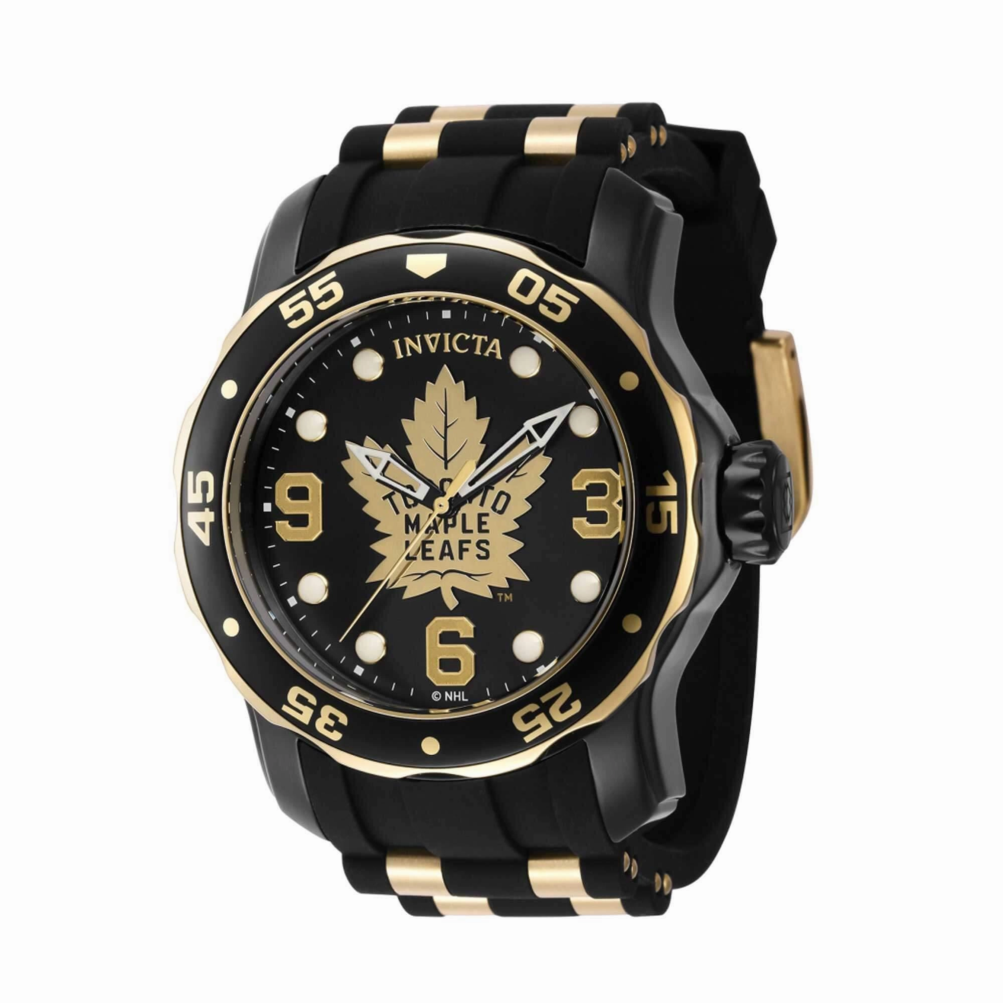 Invicta Men's Quartz Watch - NHL Toronto Maple Leafs Gold and Black Strap | 42326 Luxury Quartz Watch Quartz Watch Sale
