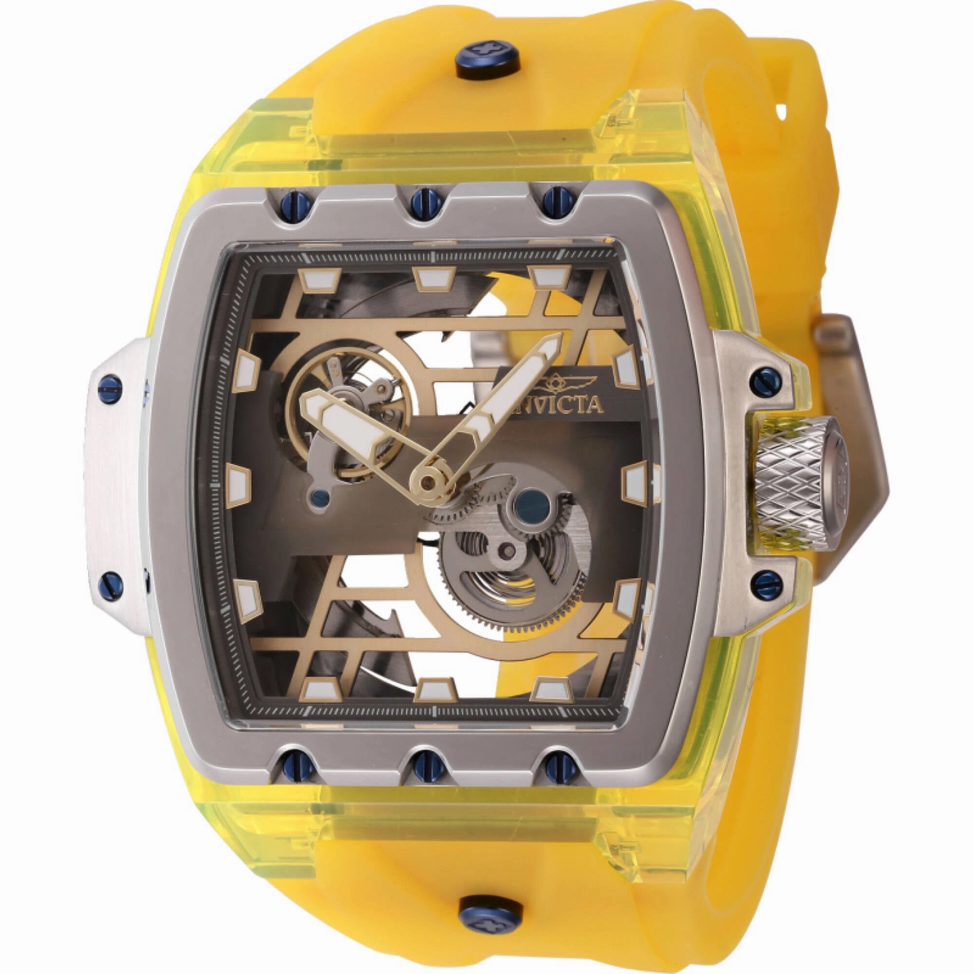 Invicta Men's Watch - Anatomic Automatic Skeleton Dial Yellow Silicone Strap | 44265,automatic watch,automatic watches for men,automatic watches for women,luxury automatic watch,minimalist automatic watch,dress automatic watch,vintage automatic watch,auto