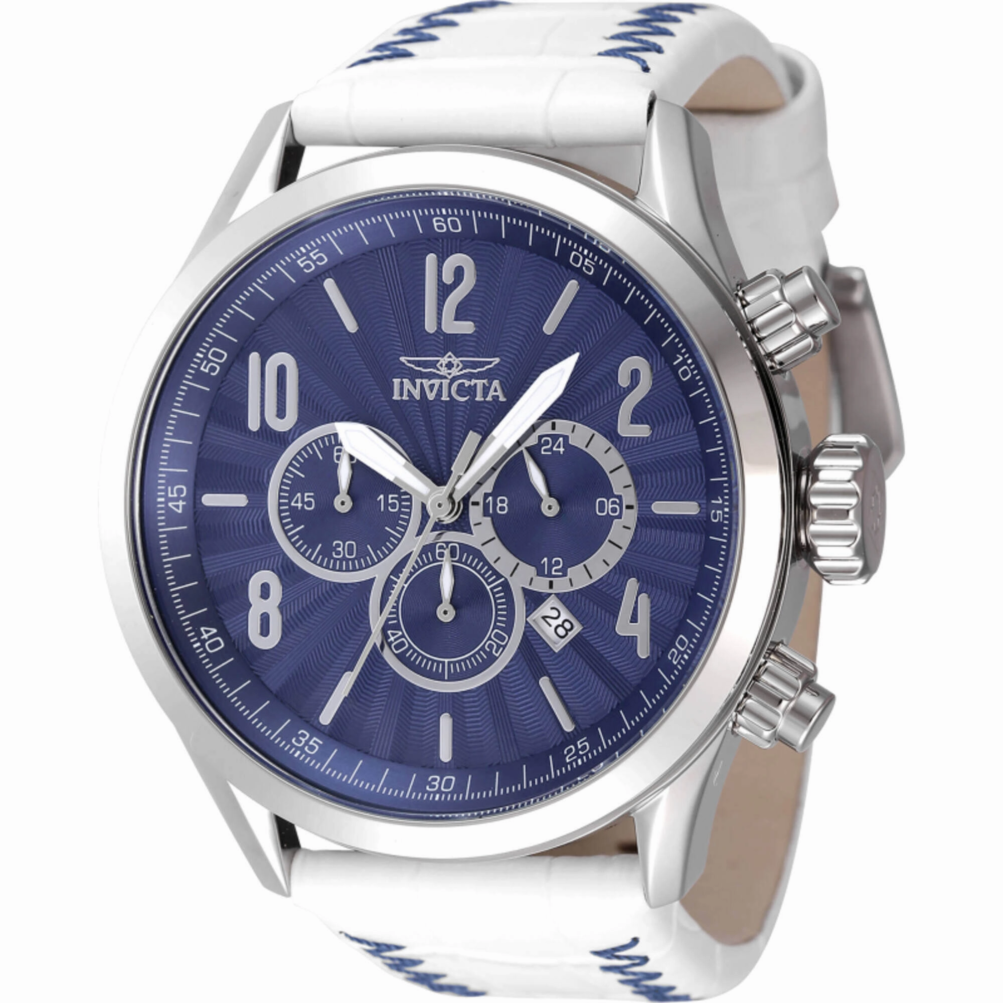 Invicta Men's Watch - Bolt Quartz Chronograph Blue Dial White Leather Strap | 46559 men's watches best men's watches under $500 affordable men's watches men watches classic