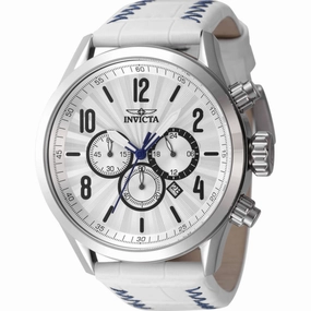 Invicta Men's Watch - Bolt Quartz Chronograph Silver Dial White Leather Strap | 46558 men's watches best men's watches under $500 affordable men's watches men watches classic