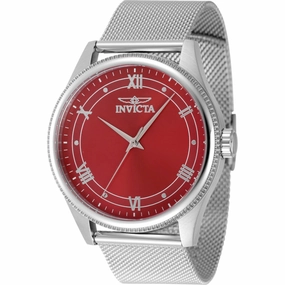 Invicta Men's Watch - Celestial Quartz Red Dial Silver Tone Mesh Bracelet | 48484 Luxury Quartz Watch Quartz Watch Sale