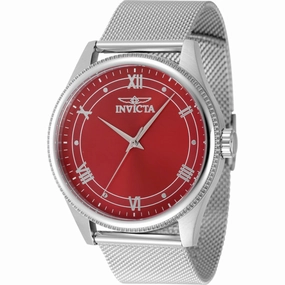 Invicta Men's Watch - Celestial Quartz Red Dial Silver Tone Mesh Bracelet | 48484 men's watches best men's watches under $500 affordable men's watches men watches classic