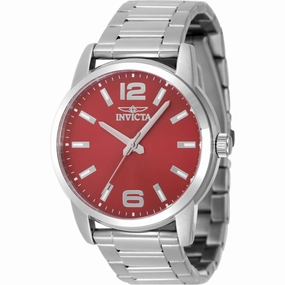Invicta Men's Watch - Celestial Quartz Red Dial Silver Tone Steel Bracelet | 48496 men's watches best men's watches under $500 affordable men's watches men watches classic