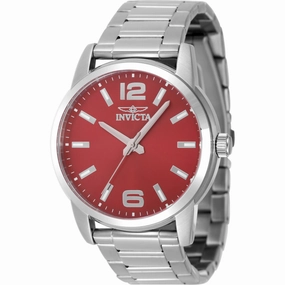 Invicta Men's Watch - Celestial Quartz Red Dial Silver Tone Steel Bracelet | 48496 Luxury Quartz Watch Quartz Watch Sale