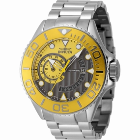 Invicta Men's Watch - Grand Diver Automatic Gunmetal and Yellow Dial Steel | 48243 