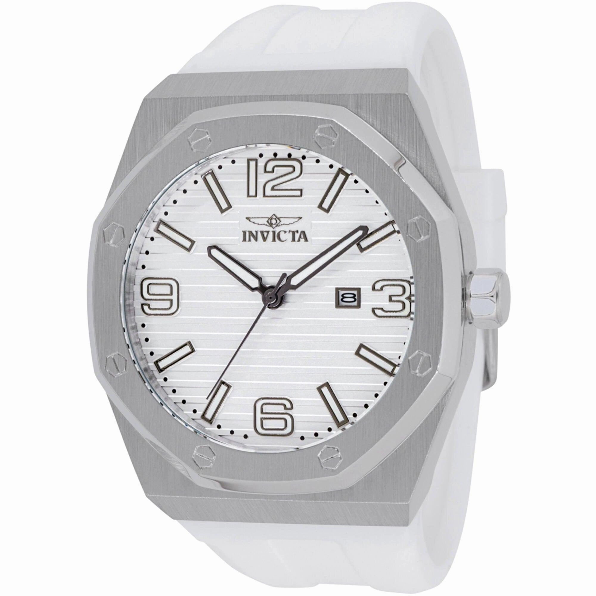 Invicta Men's Watch - Huracan Quartz Silver Tone Dial White Silicone Strap | 45774 Luxury Quartz Watch Quartz Watch Sale