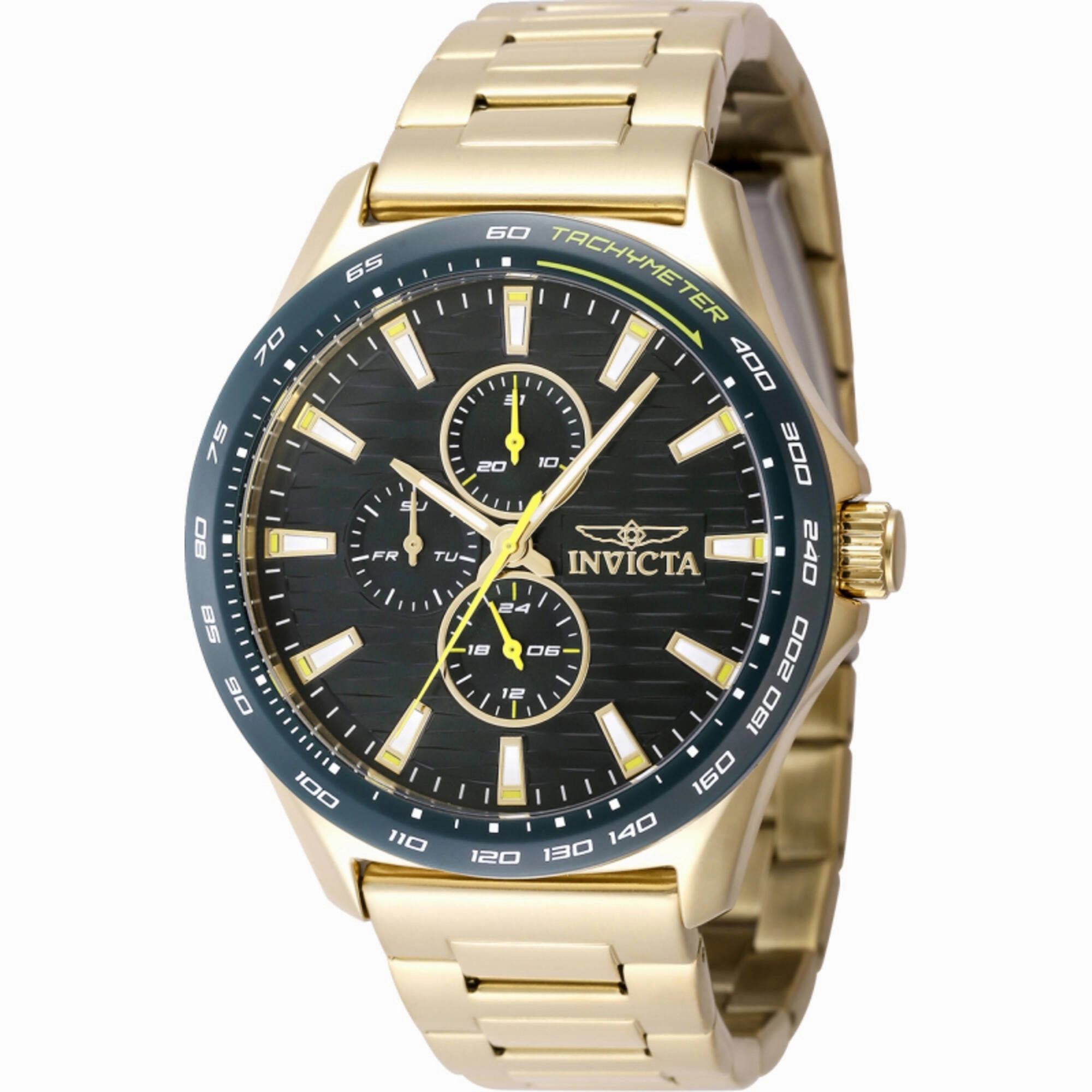 Invicta Men's Watch - Invicta Racing Quartz Green Dial Yellow Gold Bracelet | 48870 