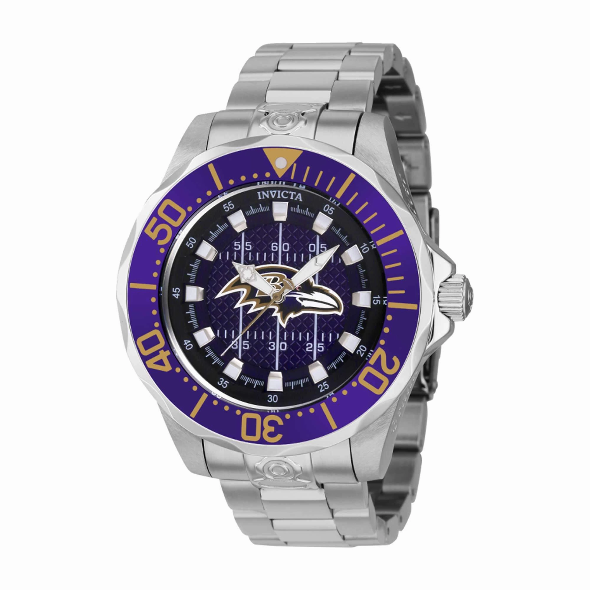 Invicta Men's Watch - NFL Baltimore Ravens Purple Dial Stainless Steel Case | 42122,automatic watch,automatic watches for men,automatic watches for women,luxury automatic watch,minimalist automatic watch,dress automatic watch,vintage automatic watch,autom