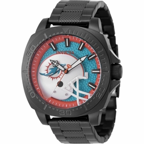 Invicta Men's Watch - NFL Miami Dolphins Black Stainless Steel Bracelet Quartz | 47871 men's watches best men's watches under $500 affordable men's watches men watches classic