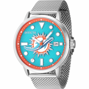 Invicta Men's Watch - NFL Miami Dolphins Light Blue Dial Steel Mesh Bracelet | 47972 Luxury Quartz Watch Quartz Watch Sale
