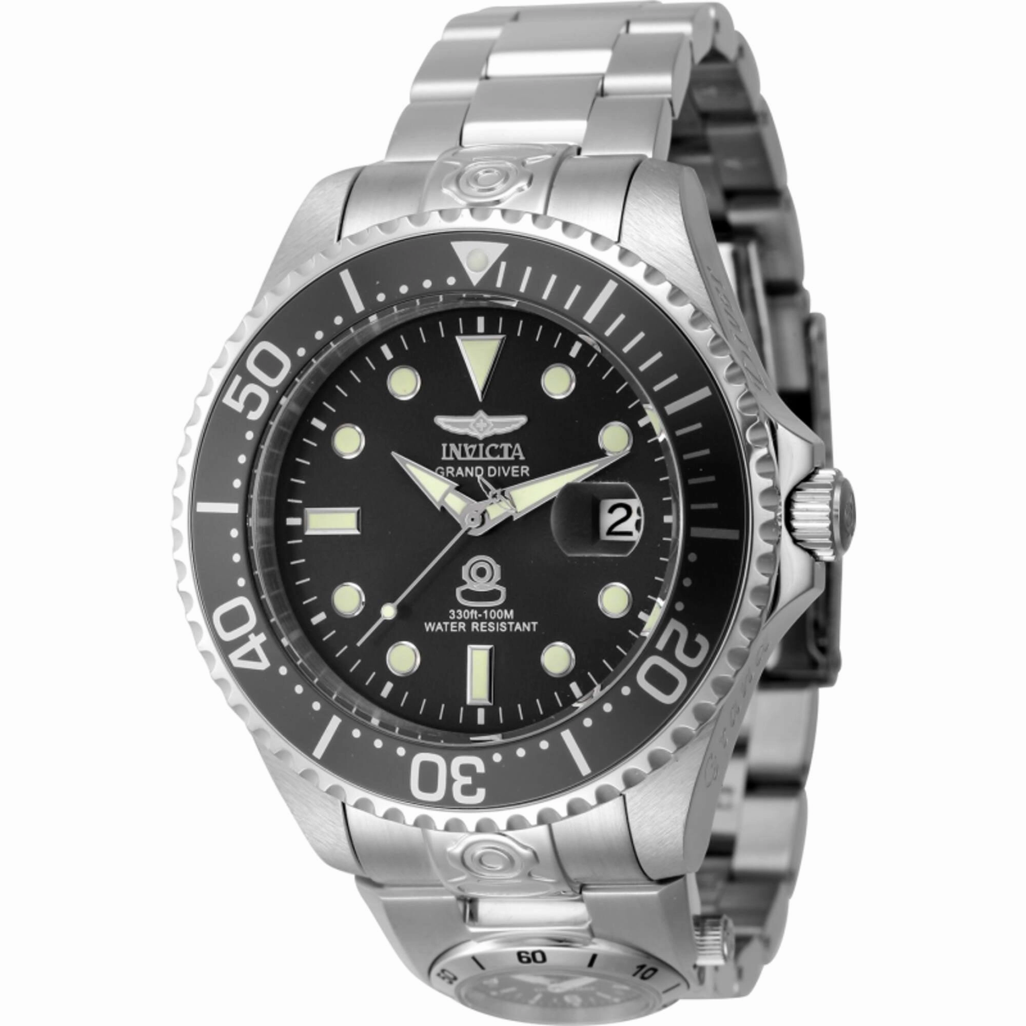 Invicta Men's Watch - Pro Diver Dual Time Black Dial Silver Steel Bracelet | 45812,automatic watch,automatic watches for men,automatic watches for women,luxury automatic watch,minimalist automatic watch,dress automatic watch,vintage automatic watch,automa
