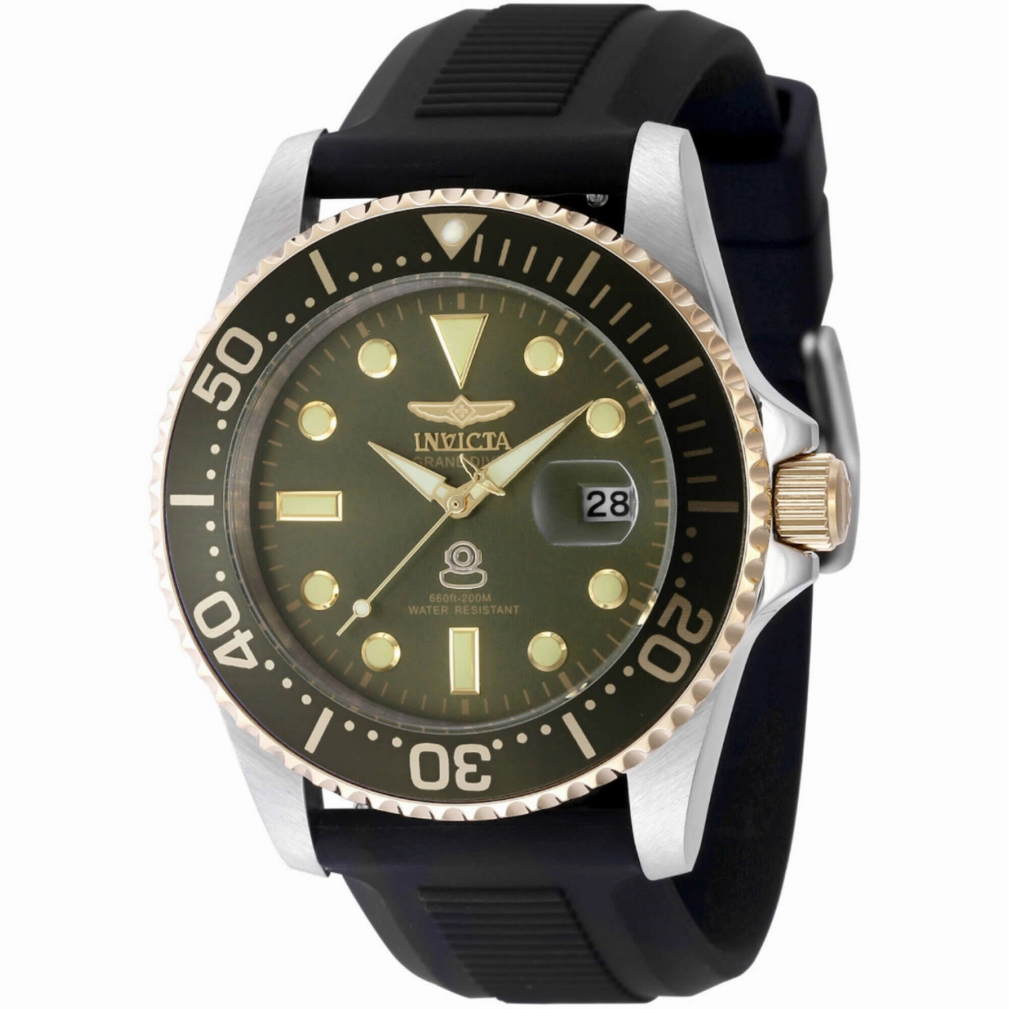 Invicta Men's Watch - Pro Diver Military Green Dial Silver Steel Bracelet | 48217