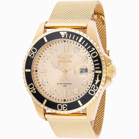 Invicta Men's Watch - Pro Diver Quartz Gold Tone Dial Mesh Bracelet | 47177 