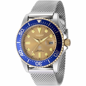Invicta Men's Watch - Pro Diver Quartz Gold Tone Dial Silver Steel Bracelet | 48216 men's watches best men's watches under $500 affordable men's watches men watches classic