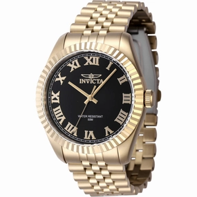 Invicta Men's Watch - Specialty Black Dial Yellow Gold Steel Bracelet Quartz | 47405 Luxury Quartz Watch Quartz Watch Sale