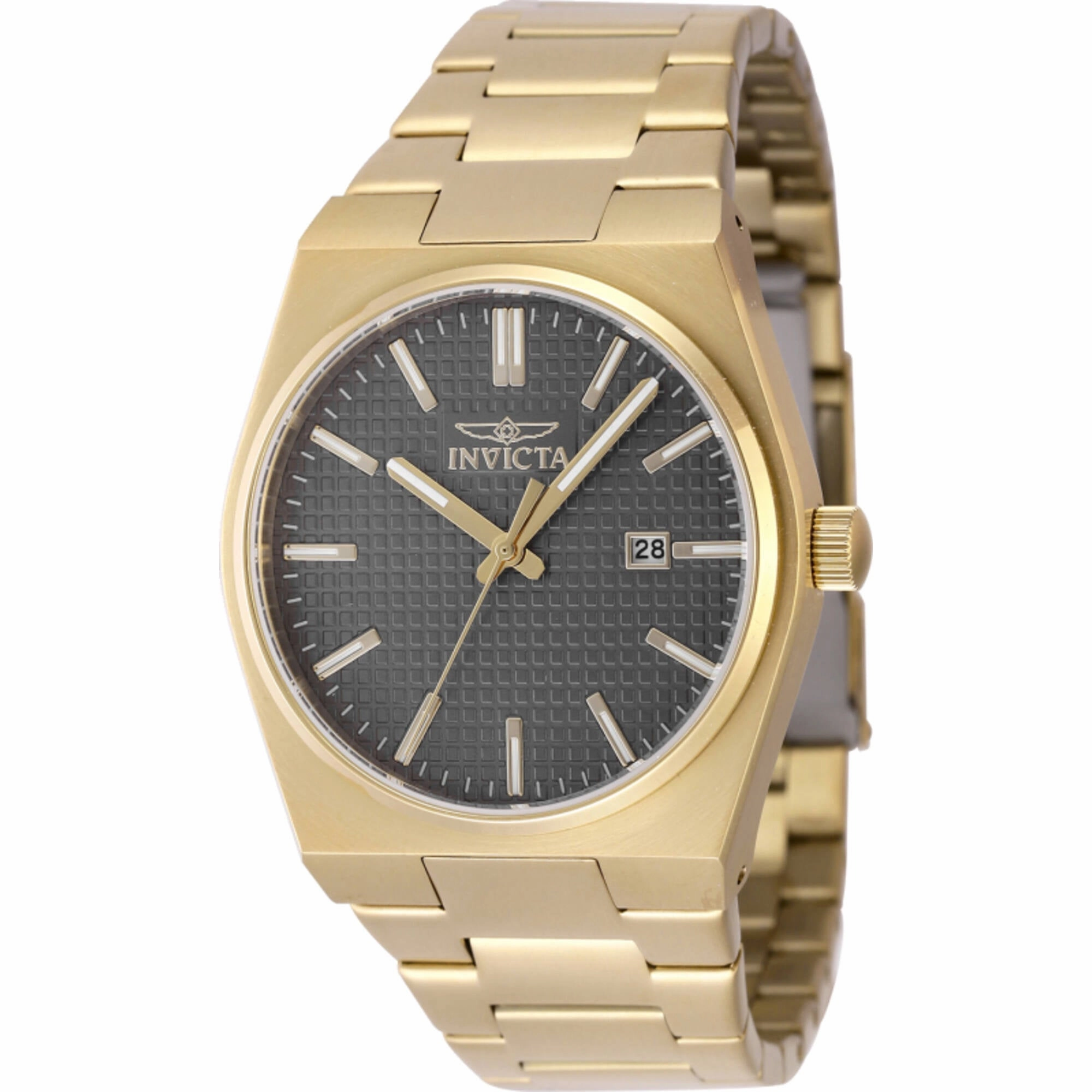 Invicta Men's Watch - Speedway Charcoal Dial Yellow Gold Steel Bracelet Date | 48397 men's watches best men's watches under $500 affordable men's watches men watches classic