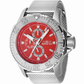 Invicta Men's Watch - Vintage Quartz Chronograph Red Dial Mesh Bracelet | 48013 men's watches best men's watches under $500 affordable men's watches men watches classic