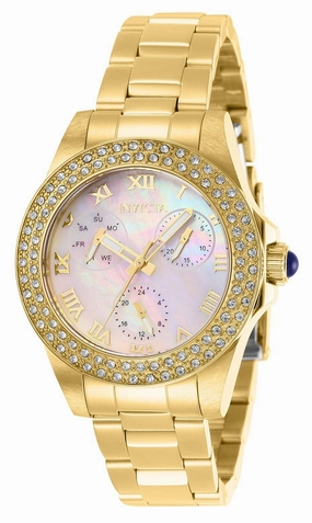 Invicta Women's Bracelet Watch - Angel White Mop Dial Yellow Gold Steel | 28481 Luxury Quartz Watch Quartz Watch Sale