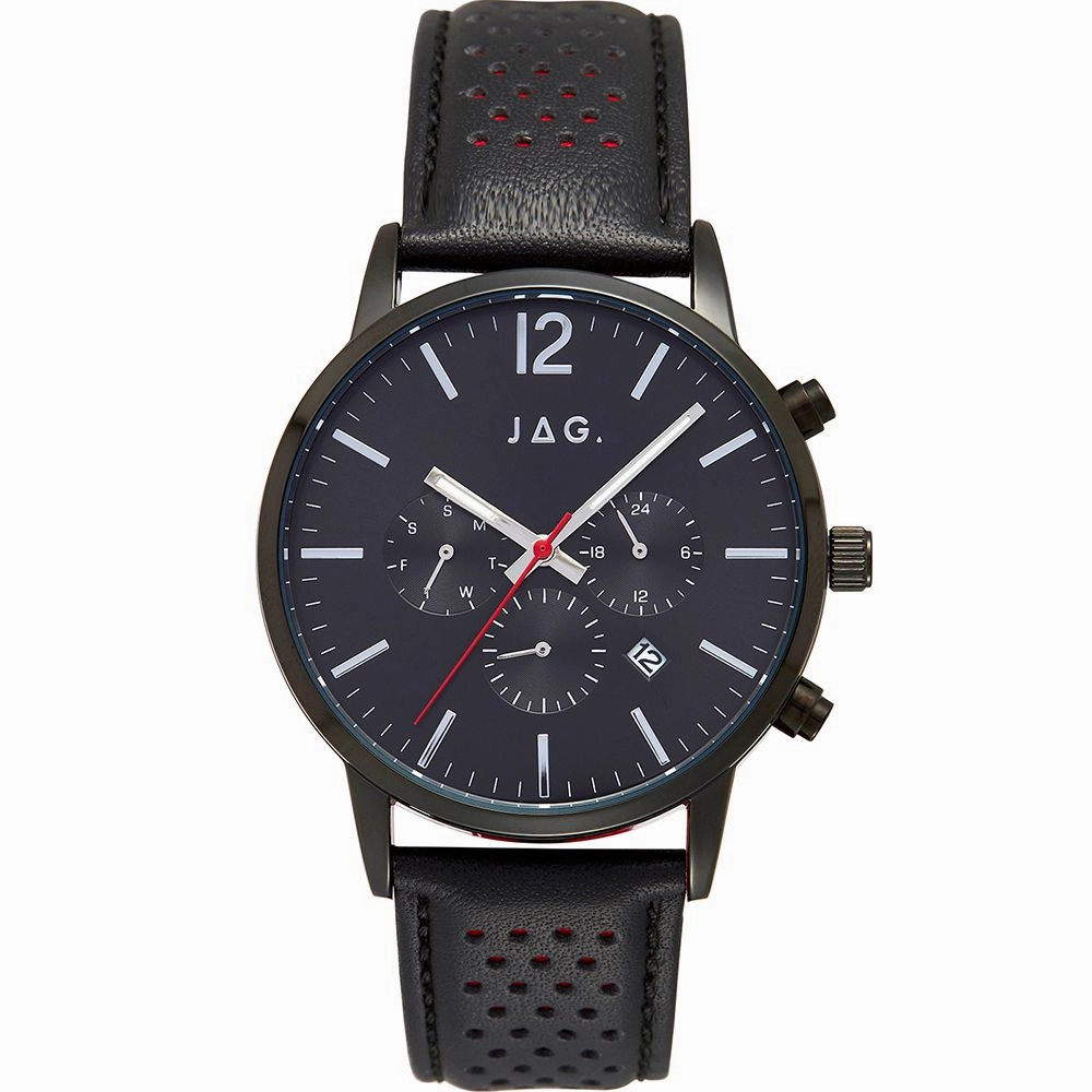 Jag Wilbur Chronograph Men's Black Leather Watch J2296 