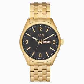 Jag Xavier Men's Black Dial Gold Watch J2438A 
