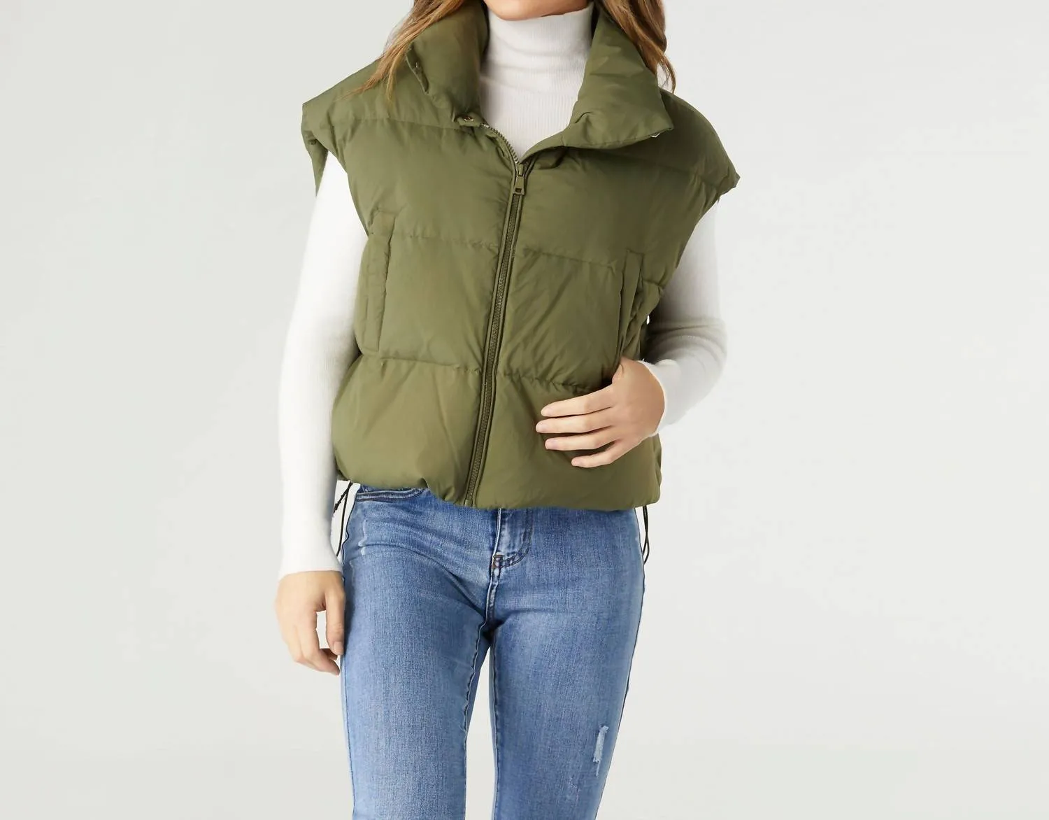 Jana Chunky Down Vest In Olive