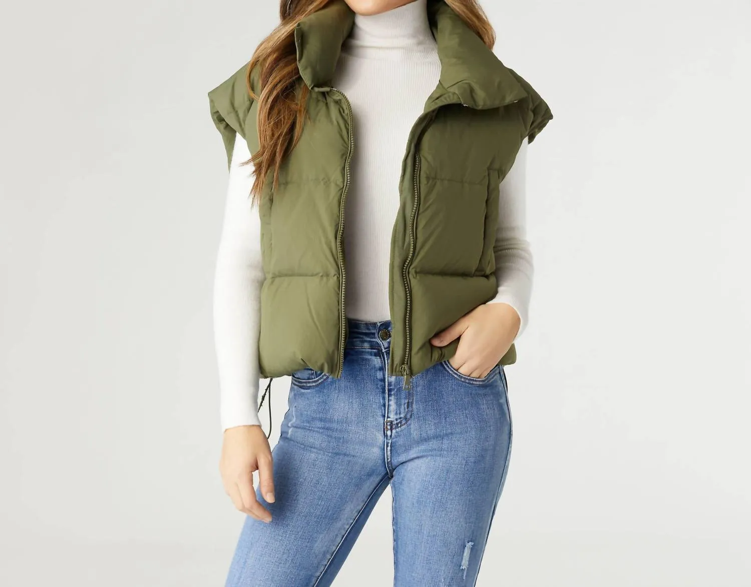 Jana Chunky Down Vest In Olive