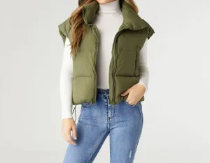 Jana Chunky Down Vest In Olive
