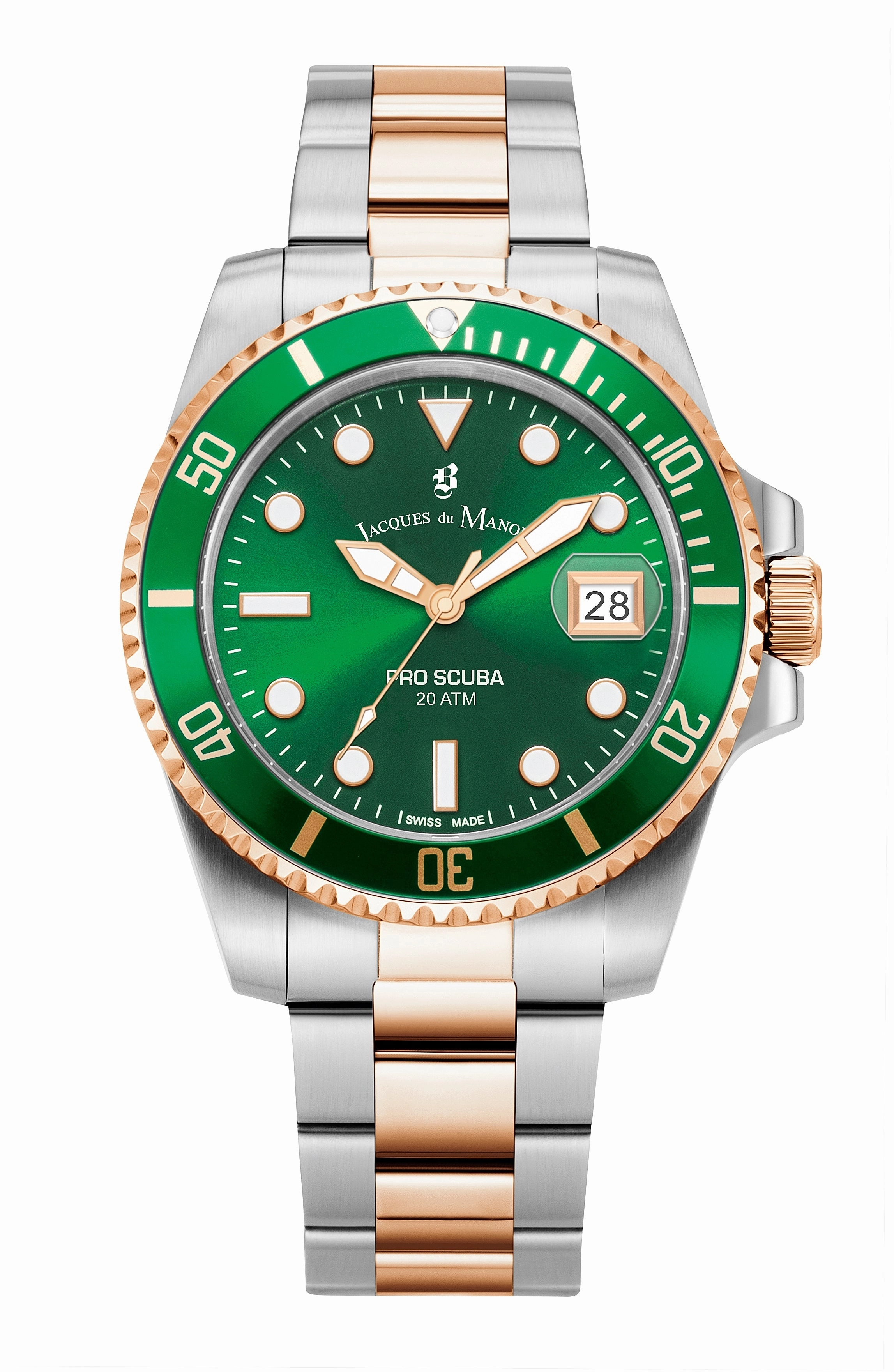 JDM Swiss-Made Pro Scuba 43 Two Tone Green Watch JWG02804 