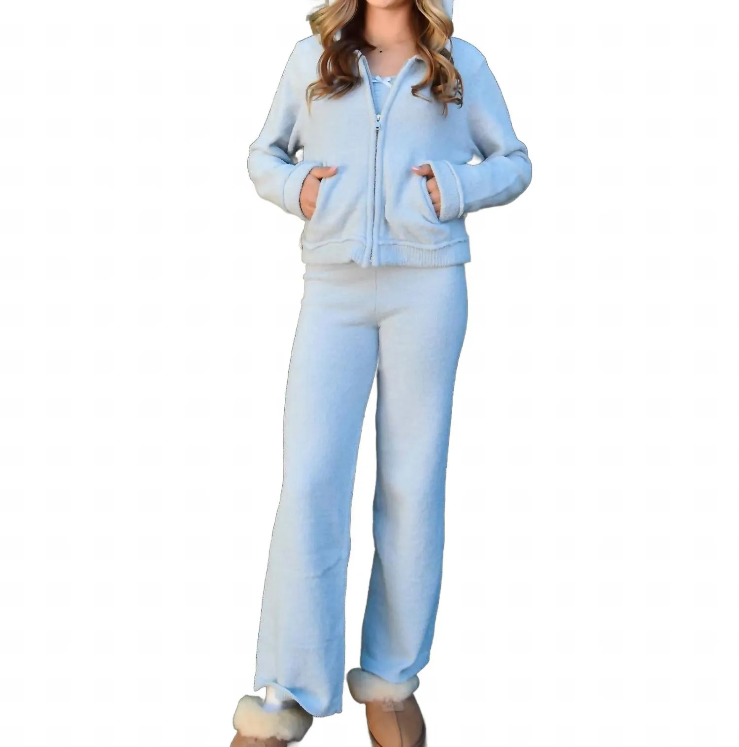 Juniors Parker Zip Hoodie In Baby Blue