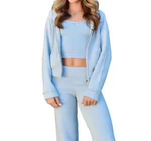 Juniors Parker Zip Hoodie In Baby Blue