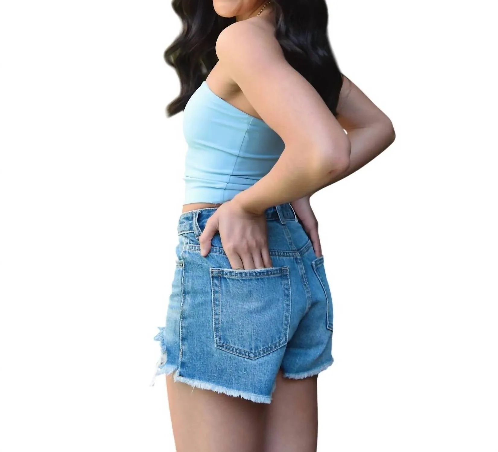 Juniors Tobi Tube Top In Baby Blue
