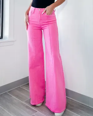 Kaley Straight Flare Jeans - Pink