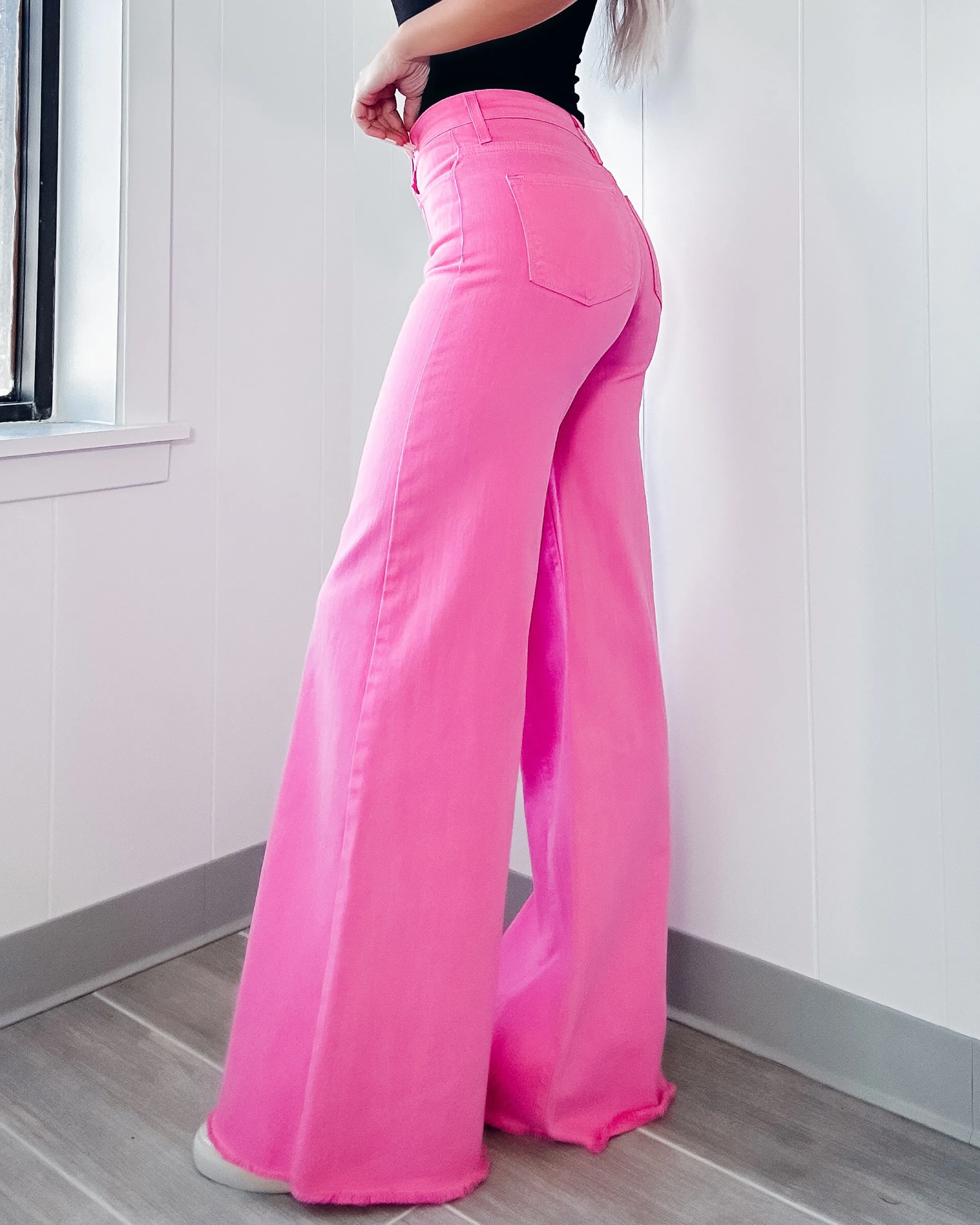 Kaley Straight Flare Jeans - Pink