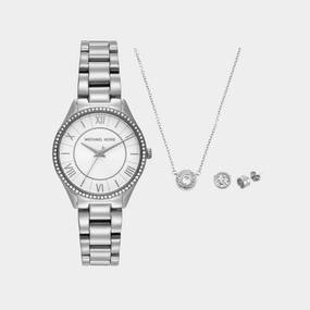 Lauryn Women Quartz White Dial Analog Stainless Steel Watch MK4851SET women watches best women watches affordable women's watches branded women watches