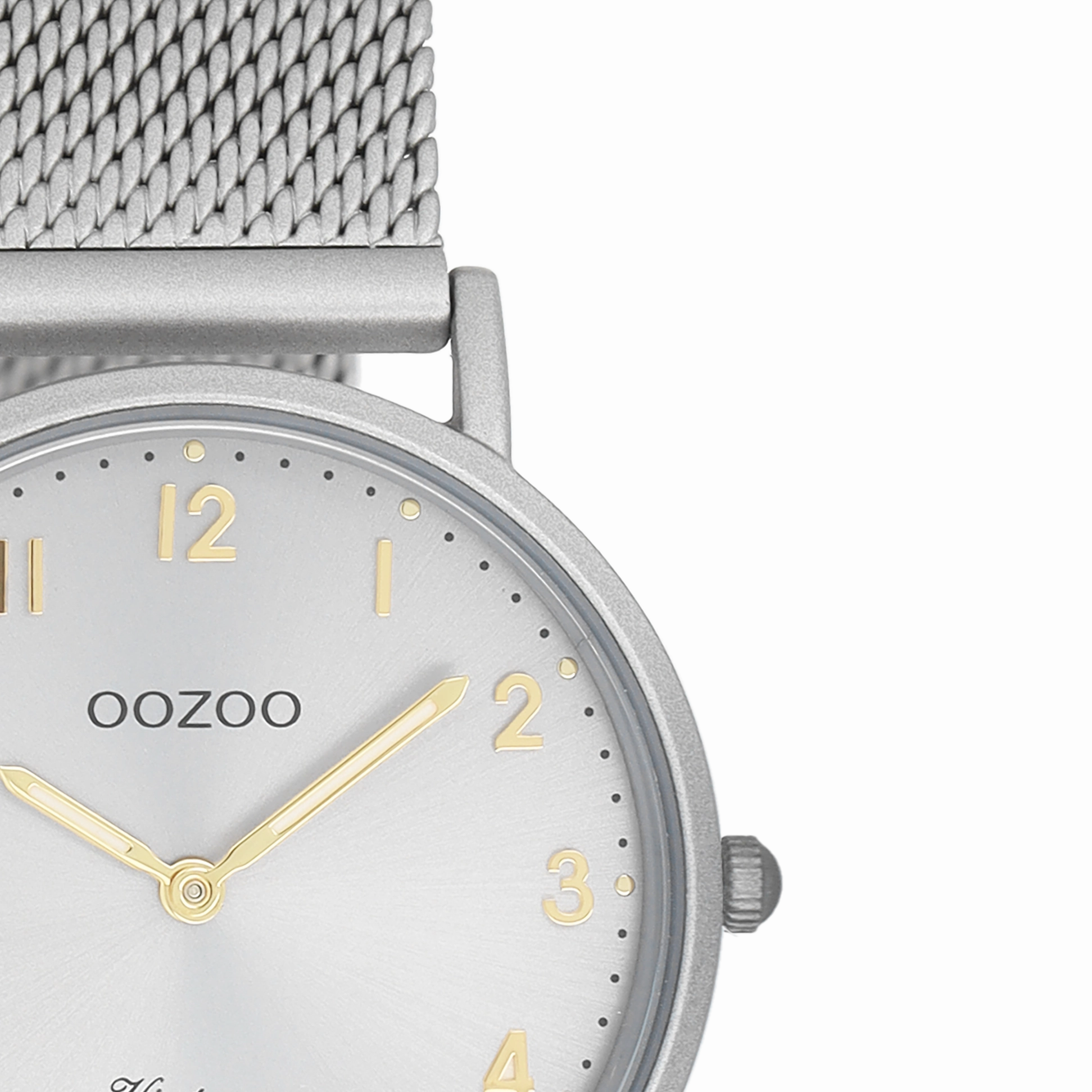 Light grey OOZOO watch with metal mesh bracelet - C20381