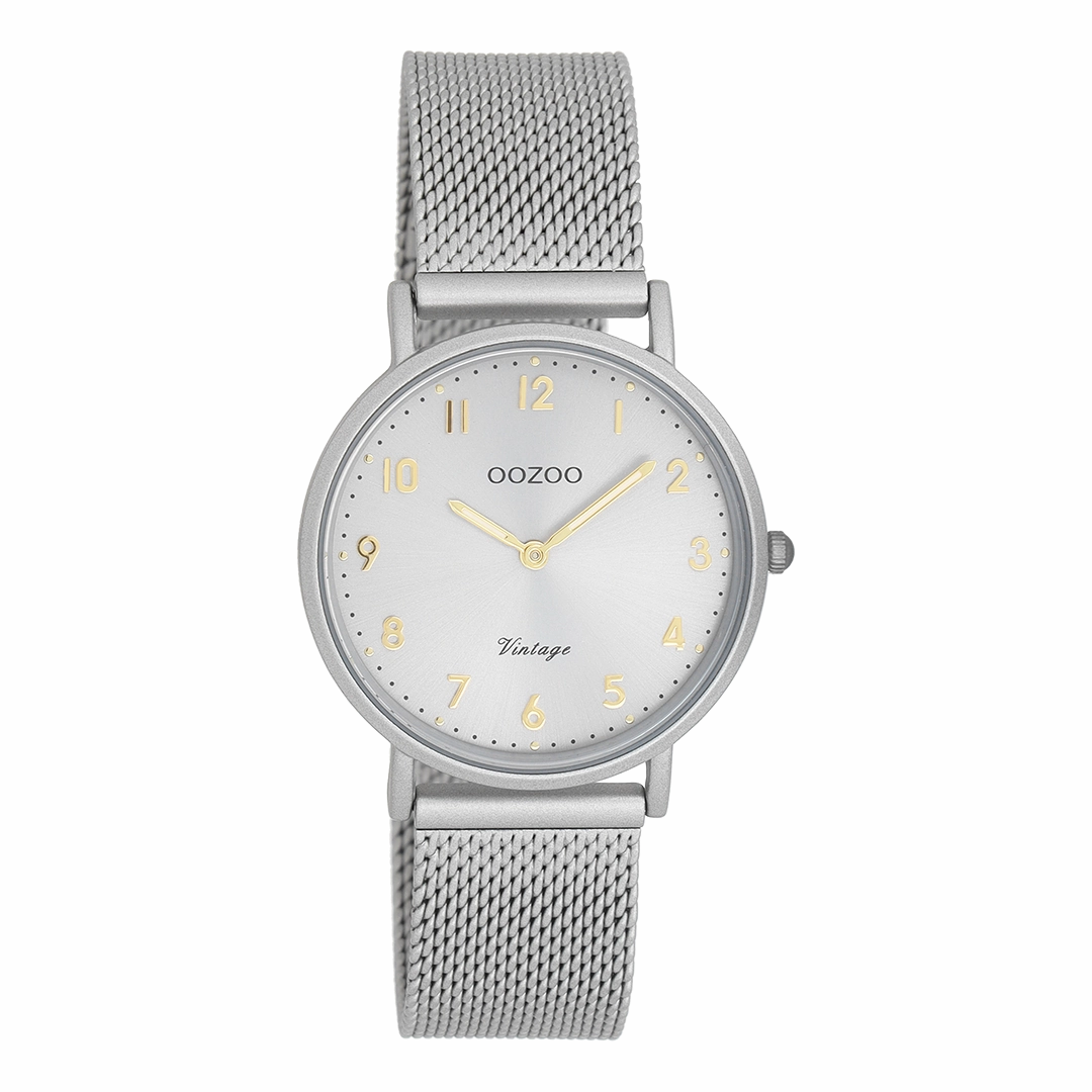 Light grey OOZOO watch with metal mesh bracelet - C20381,seiko watches,couple watches,watches designer,watches discount,women watches,best women watches,high end women's watches,high quality women's watches
