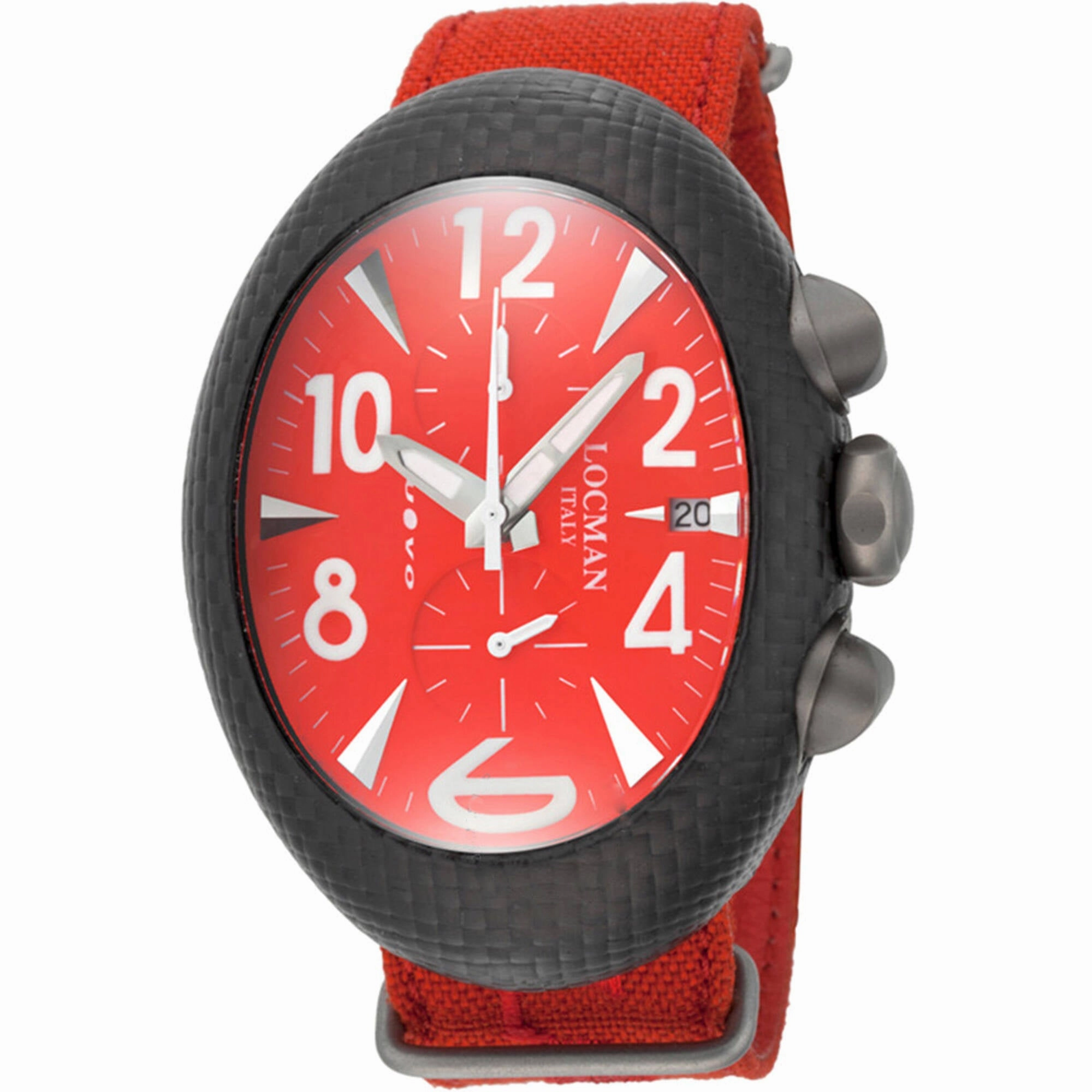 Locman Men's Watch - Nuovo Quartz Black Case Red Dial Nylon Strap | 100RDCRBQ 