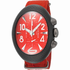 Locman Men's Watch - Nuovo Quartz Black Case Red Dial Nylon Strap | 100RDCRBQ 