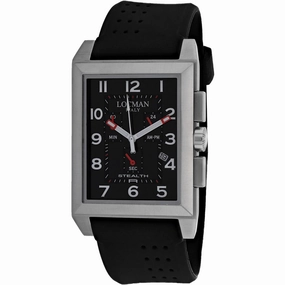 Locman Men's Watch - Stealth Quartz Steel Case Black Dial Rubber Strap | 242BK2BK 