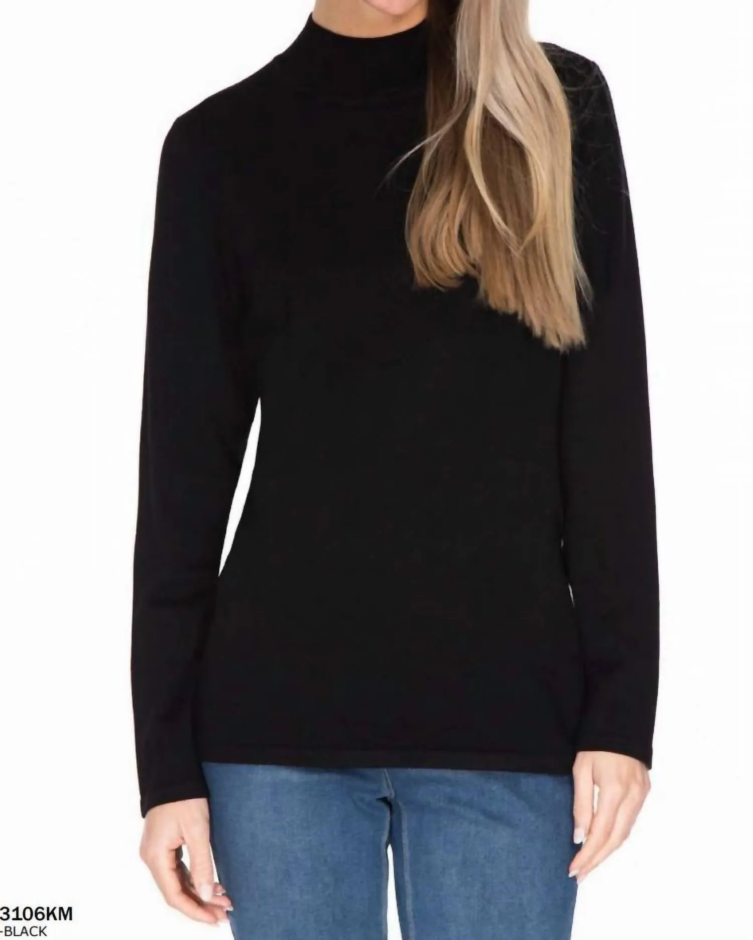 Long Sleeve Mock Neck Sweater In Black