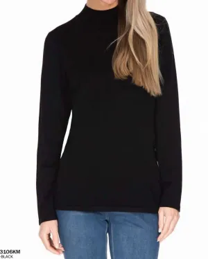 Long Sleeve Mock Neck Sweater In Black